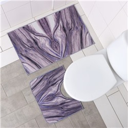 Набор ковриков для ванной и туалета Доляна «Отражение», 2 шт, 50×80, 50×40 см